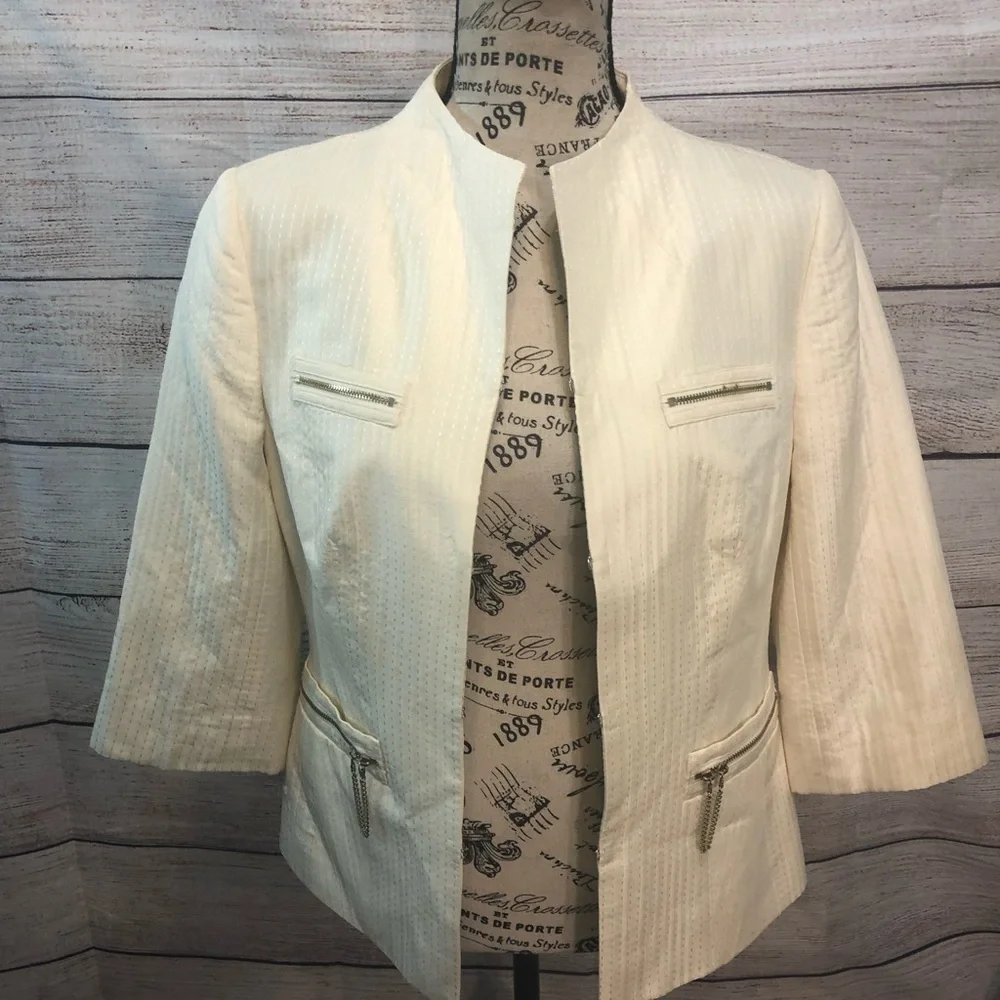 Classiques Entier Atelier Jacket Blazer Zip Silk Size Small Cream